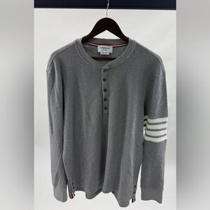 Thom Browne Light Gray Waffle Knit Henley